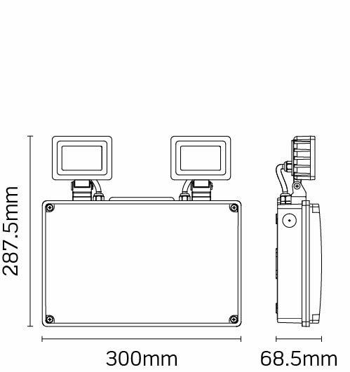 JCC JCEM110010BLK EscapeLUX™ Emergency Twin Spot 9W 1000lm 6000k IP65 Black Self Test