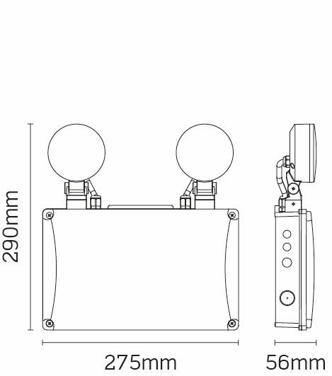 JCC JCEM110011BLK EscapeLUX™ Emergency Twin Spot 3W 450lm 6000k IP65 Black Self Test