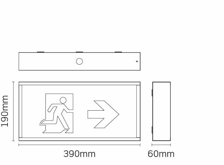 JCC JCEM110018WHDALI EscapeLUX™ Emergency Metal exit box 1W 6000k IP20 White DALI with legends