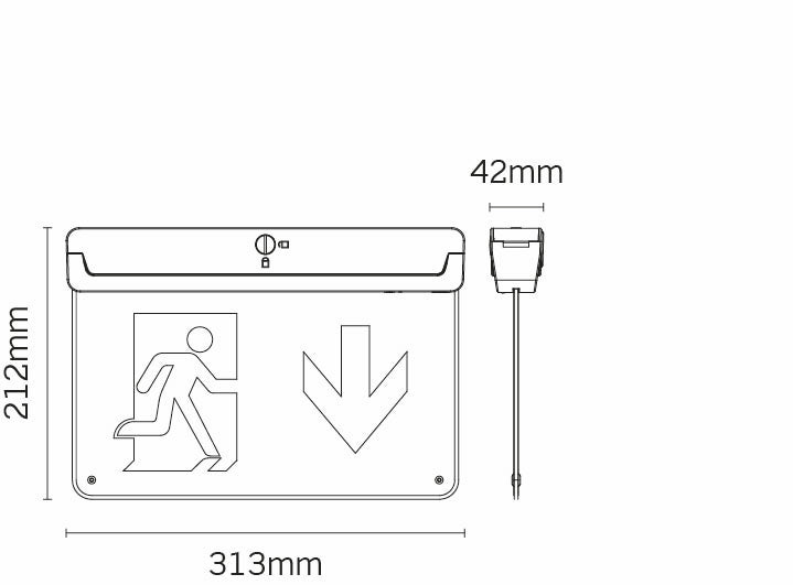 JCC JCEM110020BLK EscapeLUX™ Emergency Exit blade 2 in 1 Wall & Ceiling 0.7W 6000k IP20 Black Self Test with legends