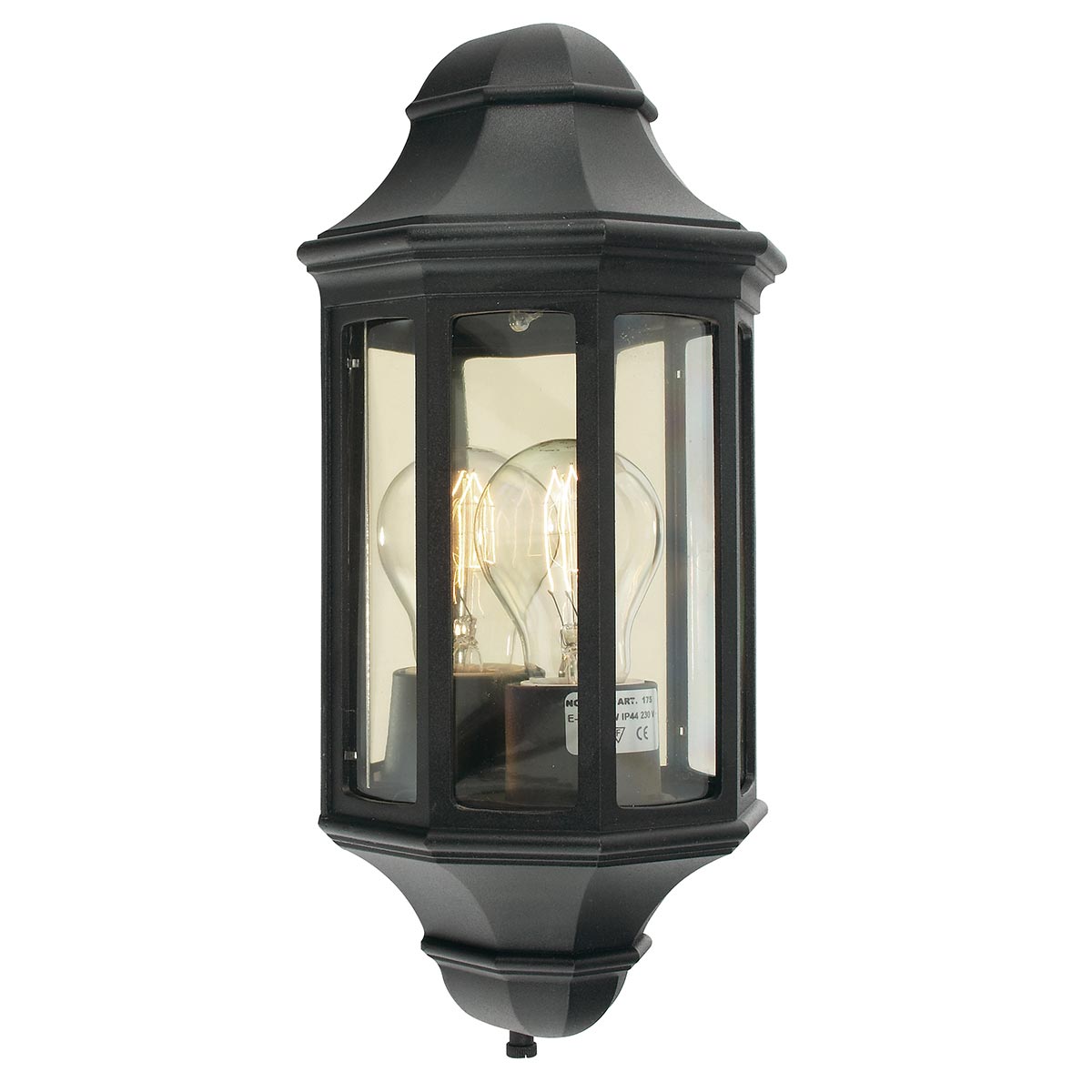 Norlys Malaga Mini 1 Light Mini Wall Lantern - Black M8-2-MINI-BLACK