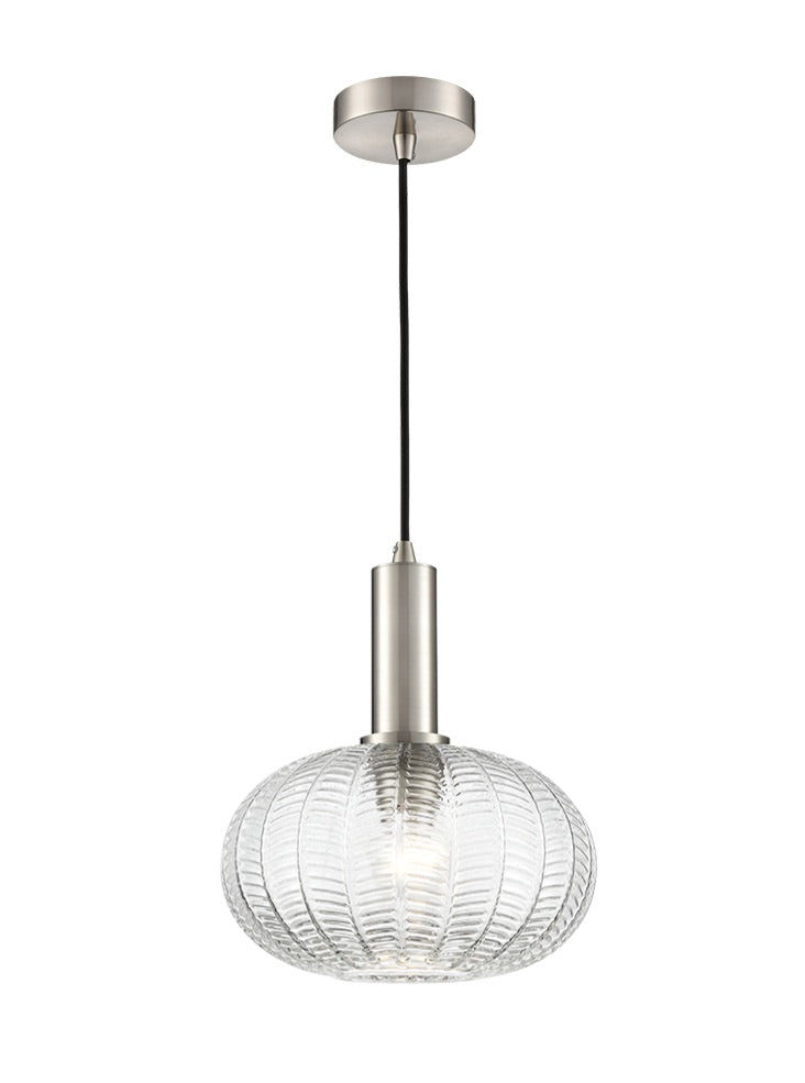 Franklite Mezcla pendant in satin nickel with chevron glass Mezcla part no - PCH460-508