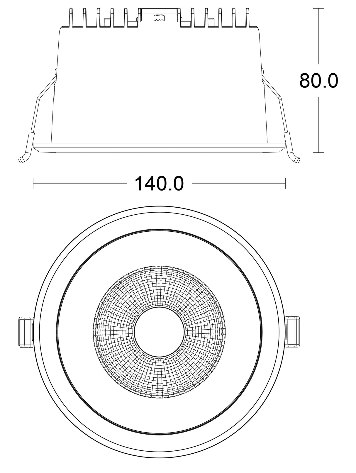 JCC JC73050 Parluma downlight 140mm 9W/12W 3K/4K/57K IP65 White bezel Silver ref Non-dim