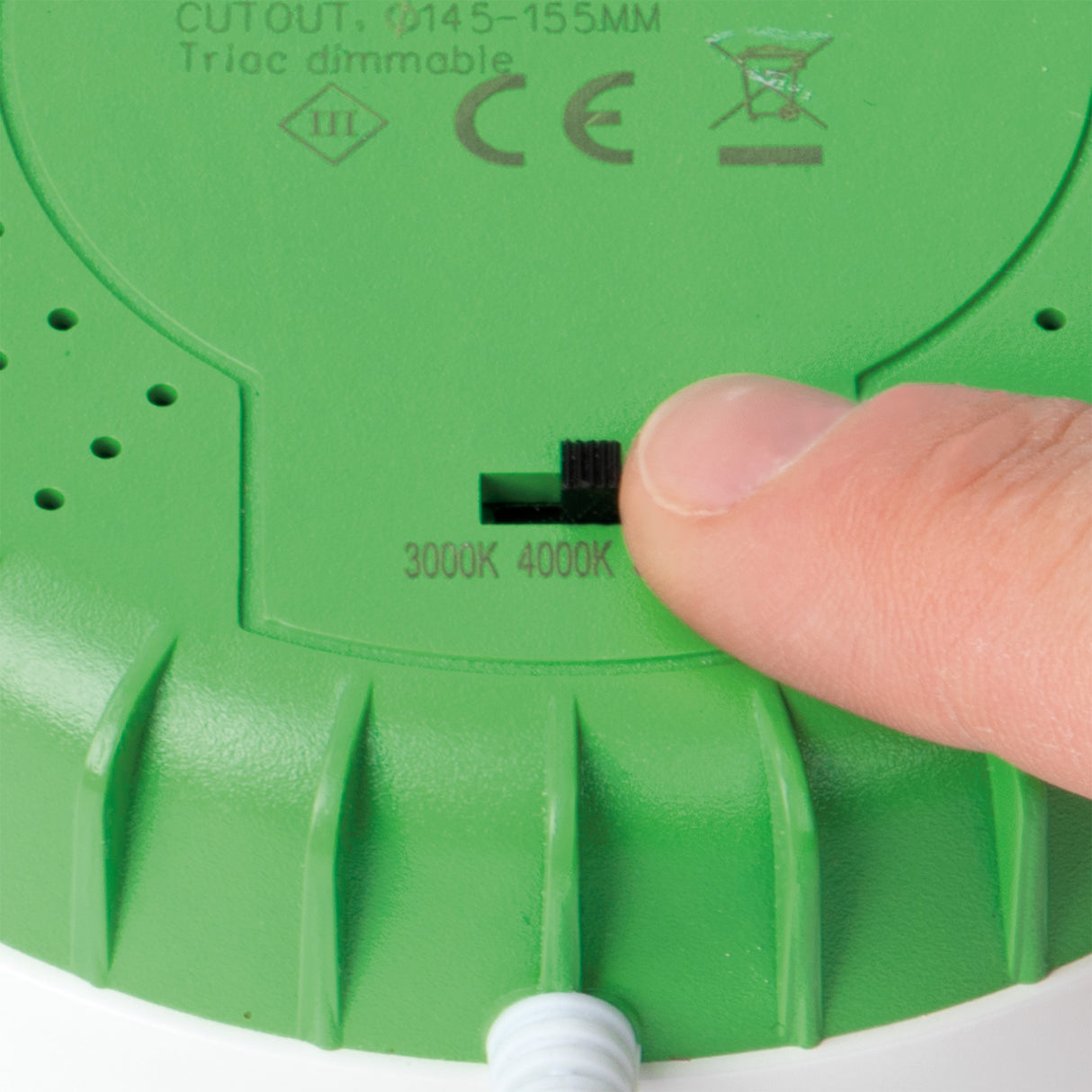 JCC JC73057 Parluma downlight 140mm 9W/12W 3K/4K/57K IP65 White bezel Black ref Triac