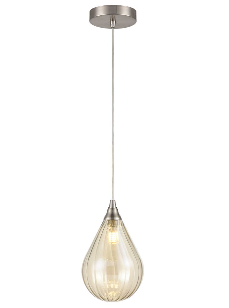 Franklite Perry single pendant in satin nickel with amber glass Perry part no - PCH244-356