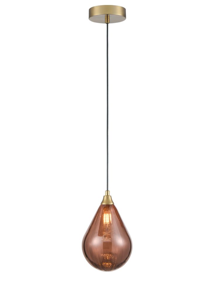 Franklite Perry single pendant in aged brass with copper glass Perry part no - PCH424-357