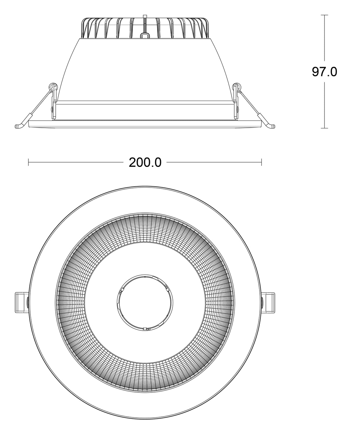 JCC JC74008 Rakula downlight 200mm 20W/28W 3000K/4000K/5700K IP65 TP(a) DALI/1-10V