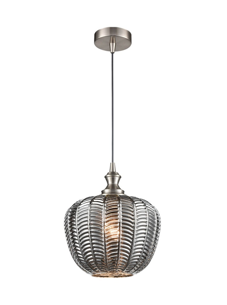 Franklite Refract satin nickel single pendant with chevron glass Refract part no - PCH231-506