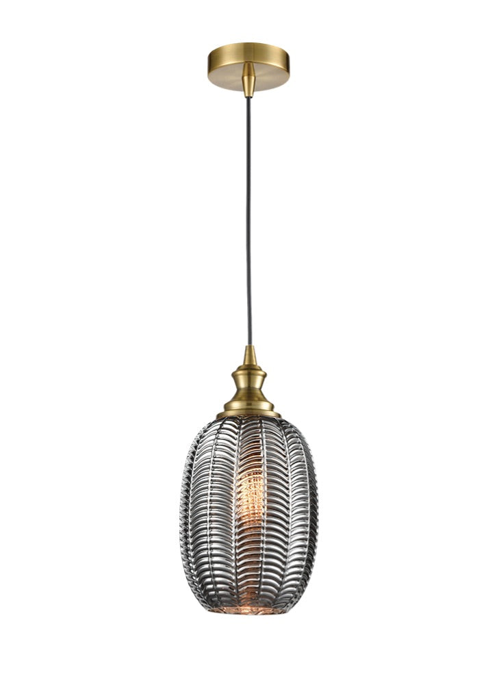 Franklite Refract aged brass single pendant with chevron glass Refract part no - PCH232-501