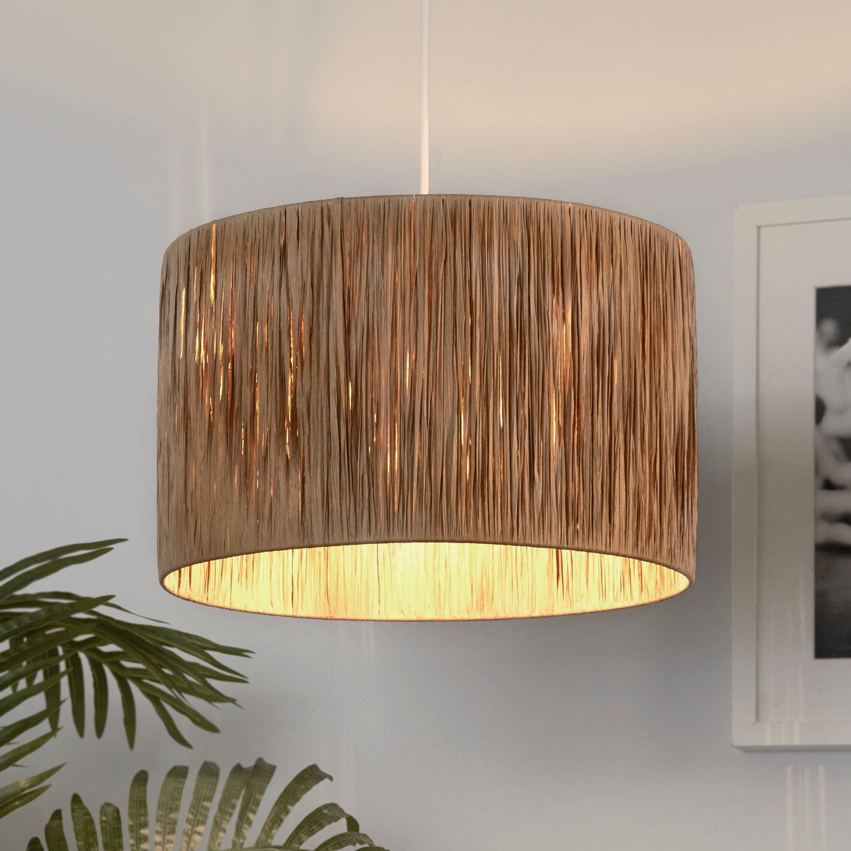 Searchlight Electric Raffia Drum Shade 35CM - Natural SO701870