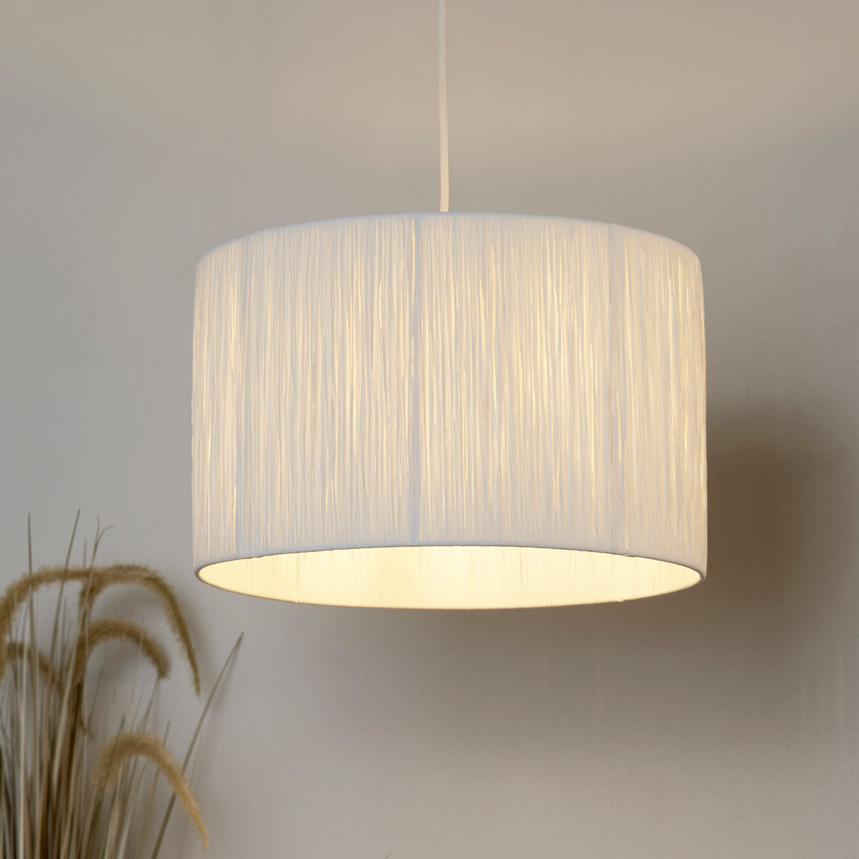 Searchlight Electric Raffia Drum Shade 35CM - White SO701872