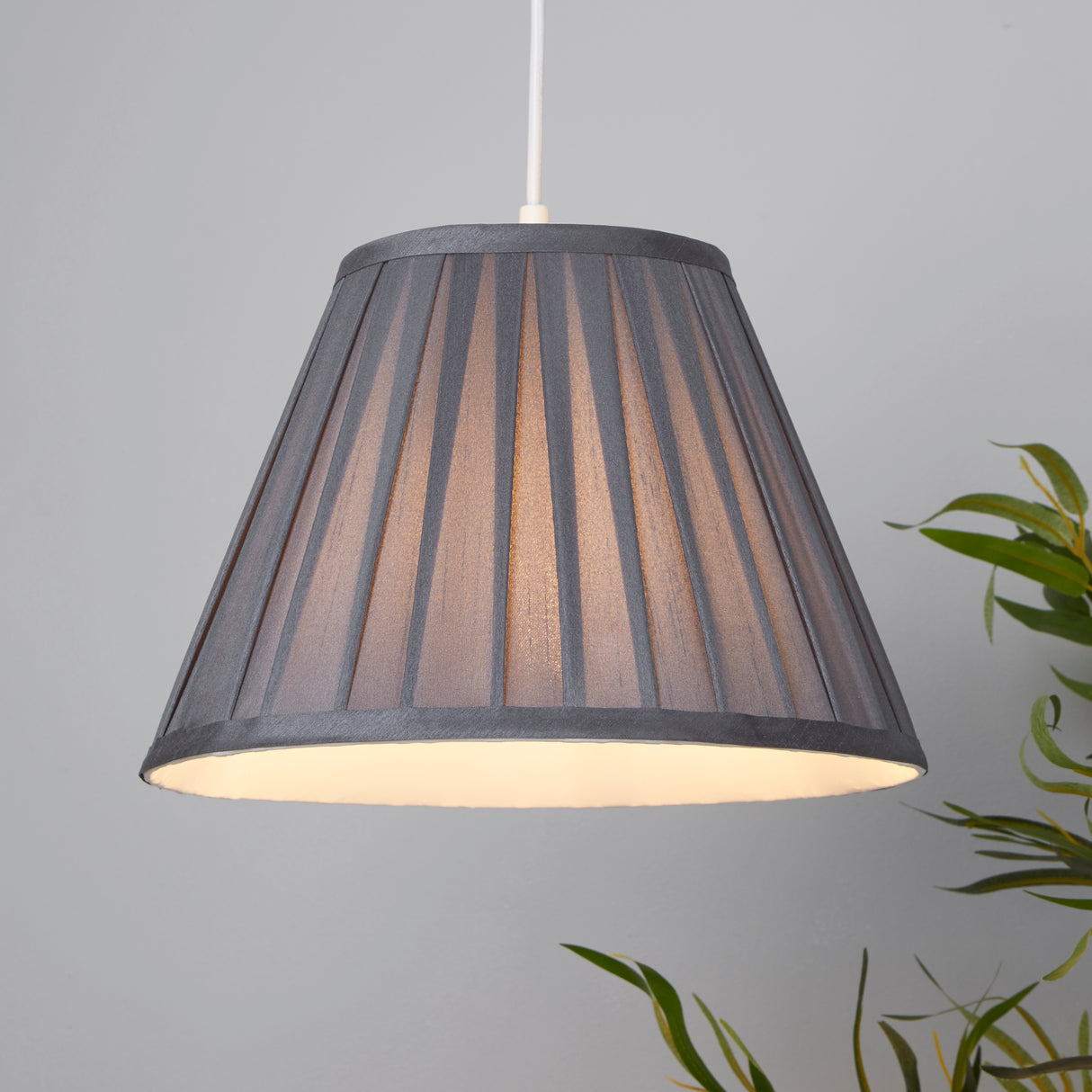 Searchlight Electric Raye Taper Pleatsilk Shade 30Cm Charcoal SO701933