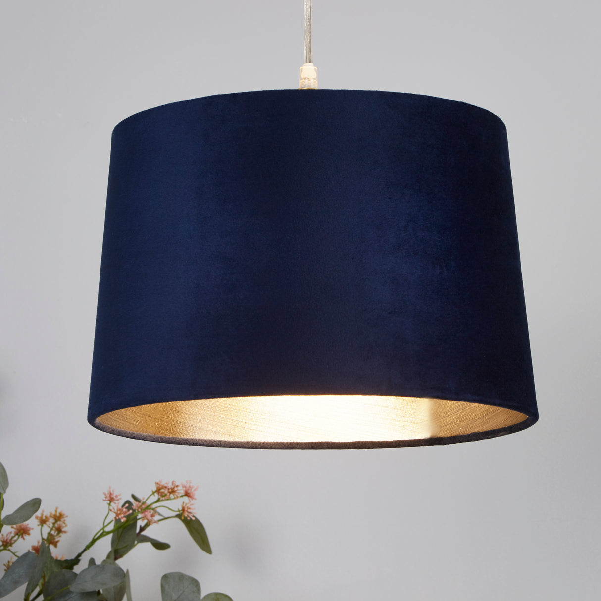Searchlight Electric Velvet Drum Shade 30Cm Navy SO701942
