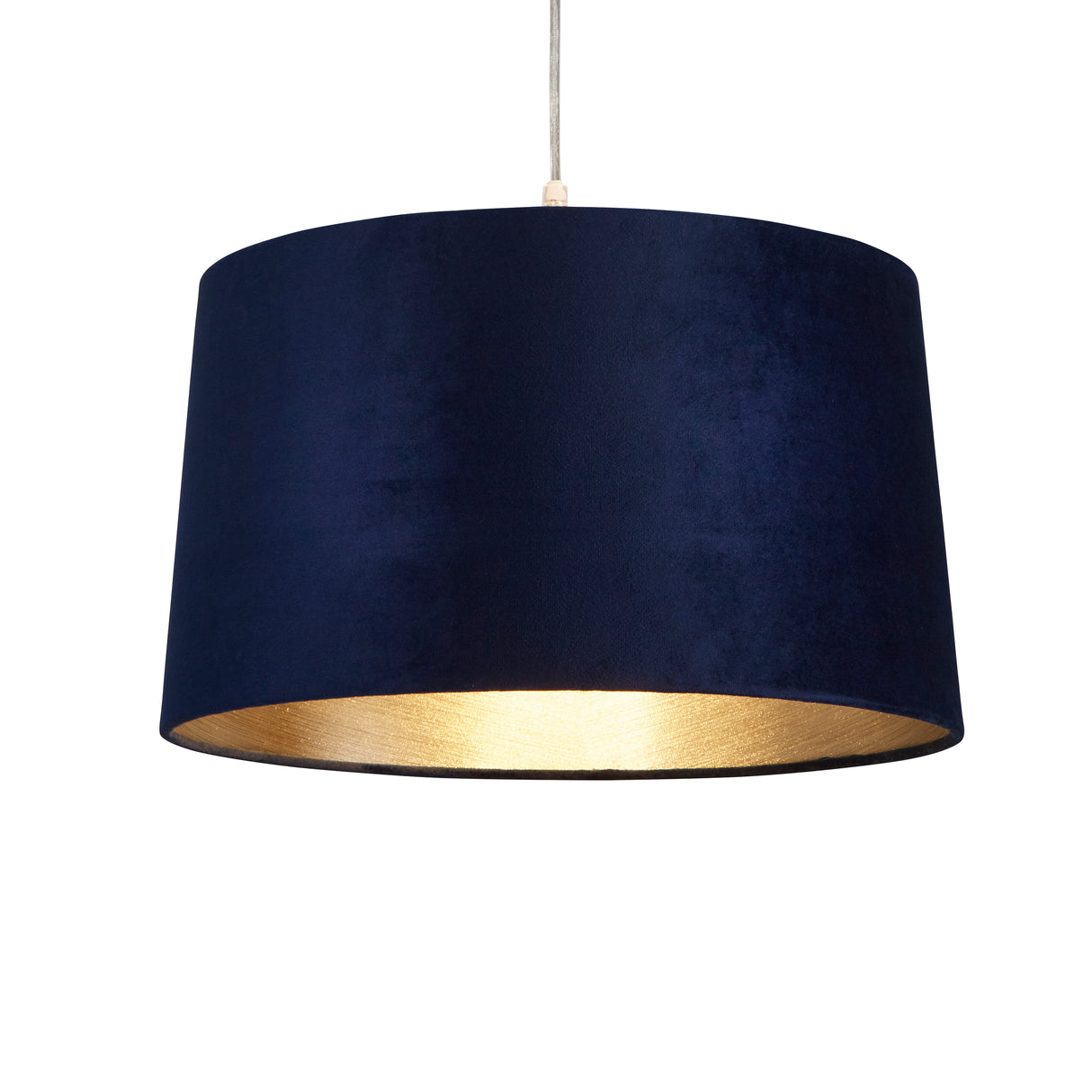 VELVET DRUM SHADE 40CM NAVY