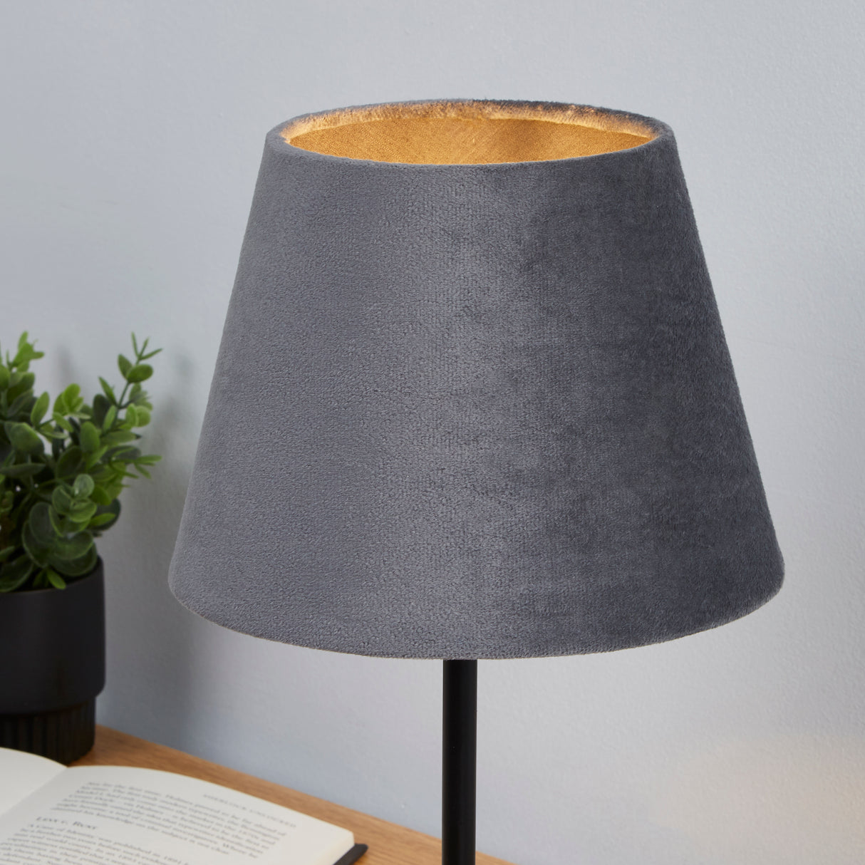 Searchlight Electric Velvet Drum Shade 20Cm Charcoal SO701949