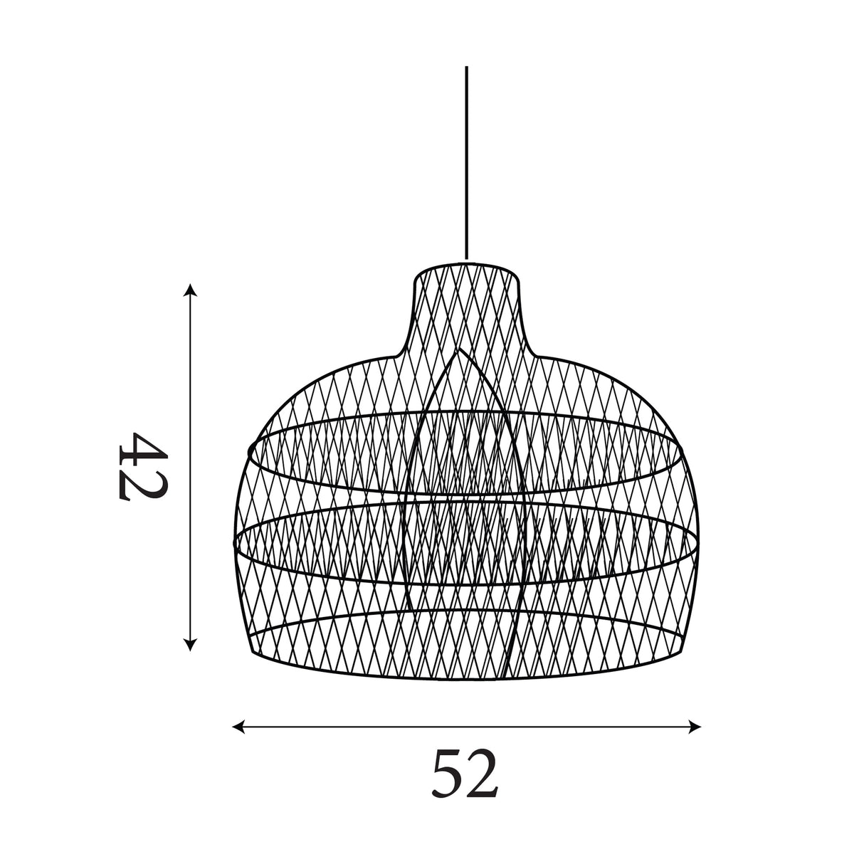 Searchlight Electric Large Bell Shade - Black Rattan 50Cm SO701958