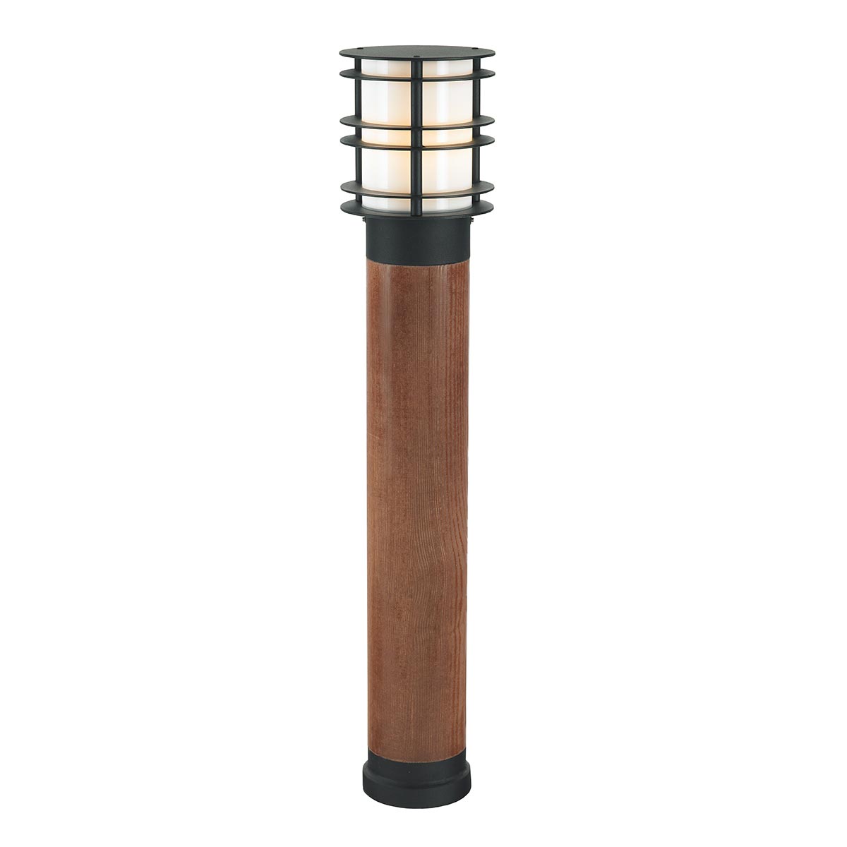 Norlys Stockholm Large Bollard Stained Wood & Black ST-BOLSW-L-E27-B