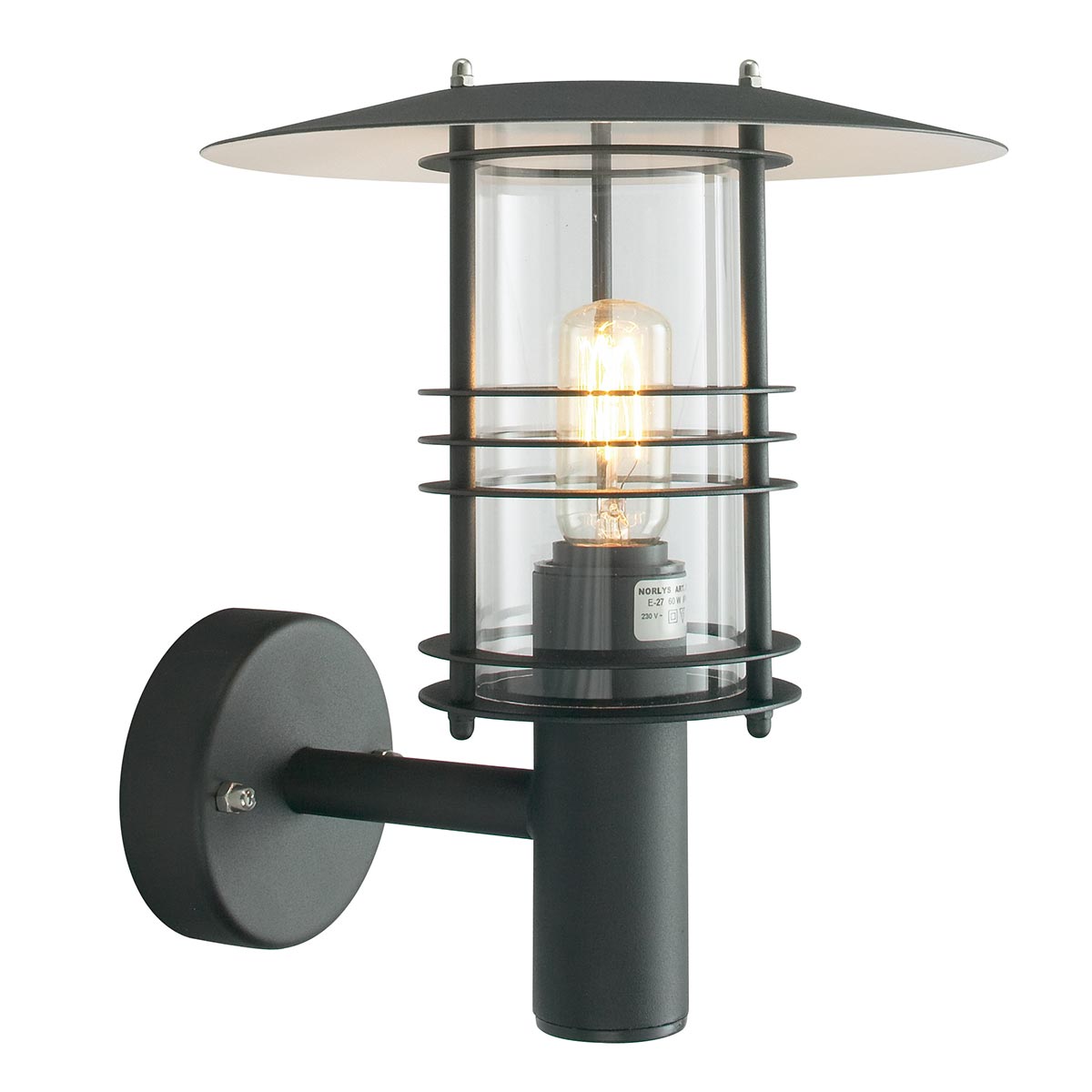 Norlys Stockholm 1 Light Wall Lantern - Black ST1-BLACK