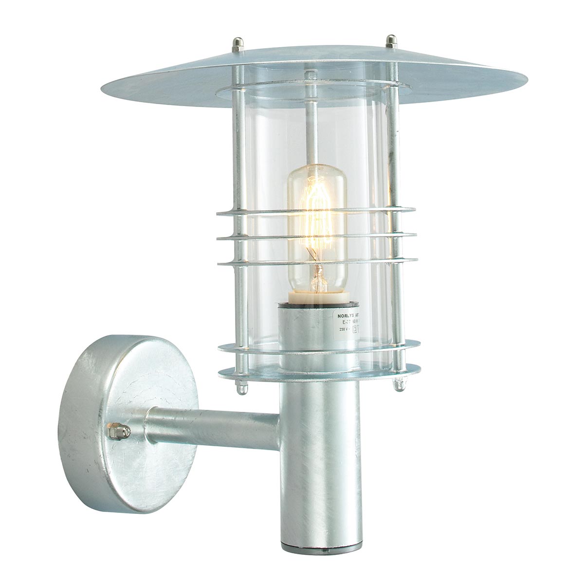 Norlys Stockholm 1 Light Wall Lantern - Galvanised ST1-GALVANIZED