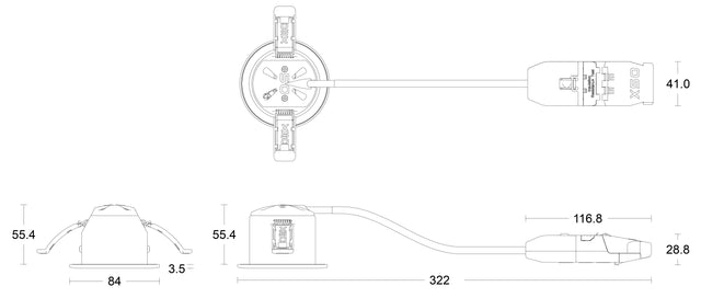 JCC Lighting X50 Fire rated downlight 3W/5W IP20 3000/4000/5700K 400/650 lms White (10 pack)