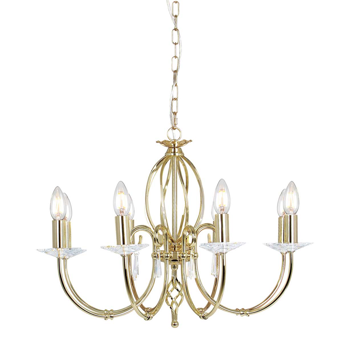 Elstead Lighting Chandelier from the Aegean range. Aegean 8 Light Chandelier Product Code = AG8-POL-BRASS