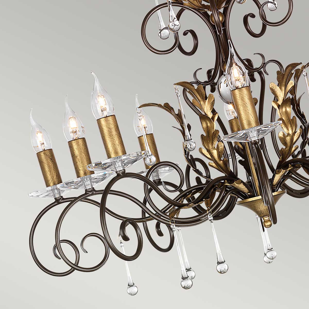 Elstead Lighting Chandelier from the Amarilli range. Amarilli 10 Light Chandelier Product Code = AML10-BRONZE