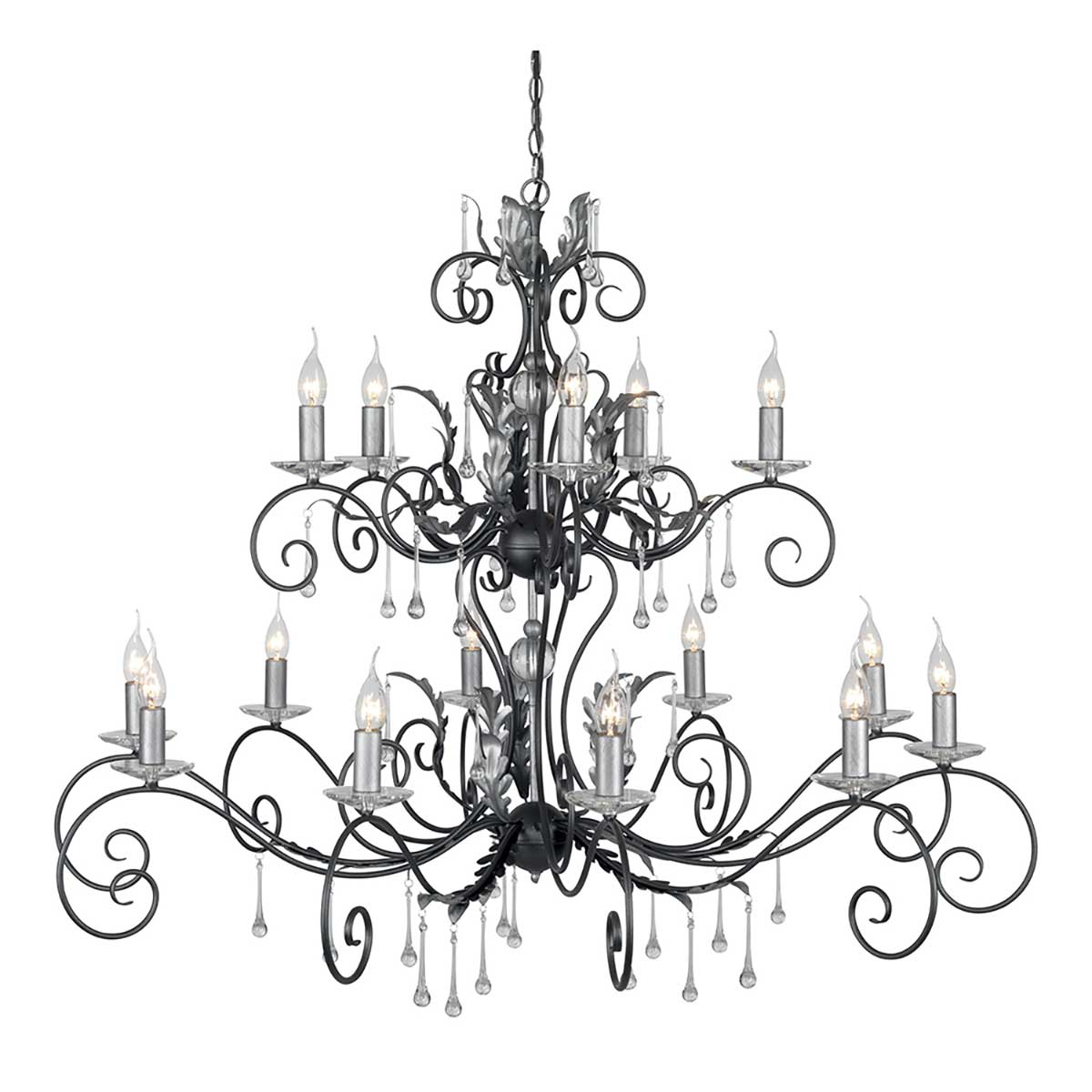 Elstead Lighting Chandelier from the Amarilli range. Amarilli 15 Light Chandelier Product Code = AML15-BLK-SILVER