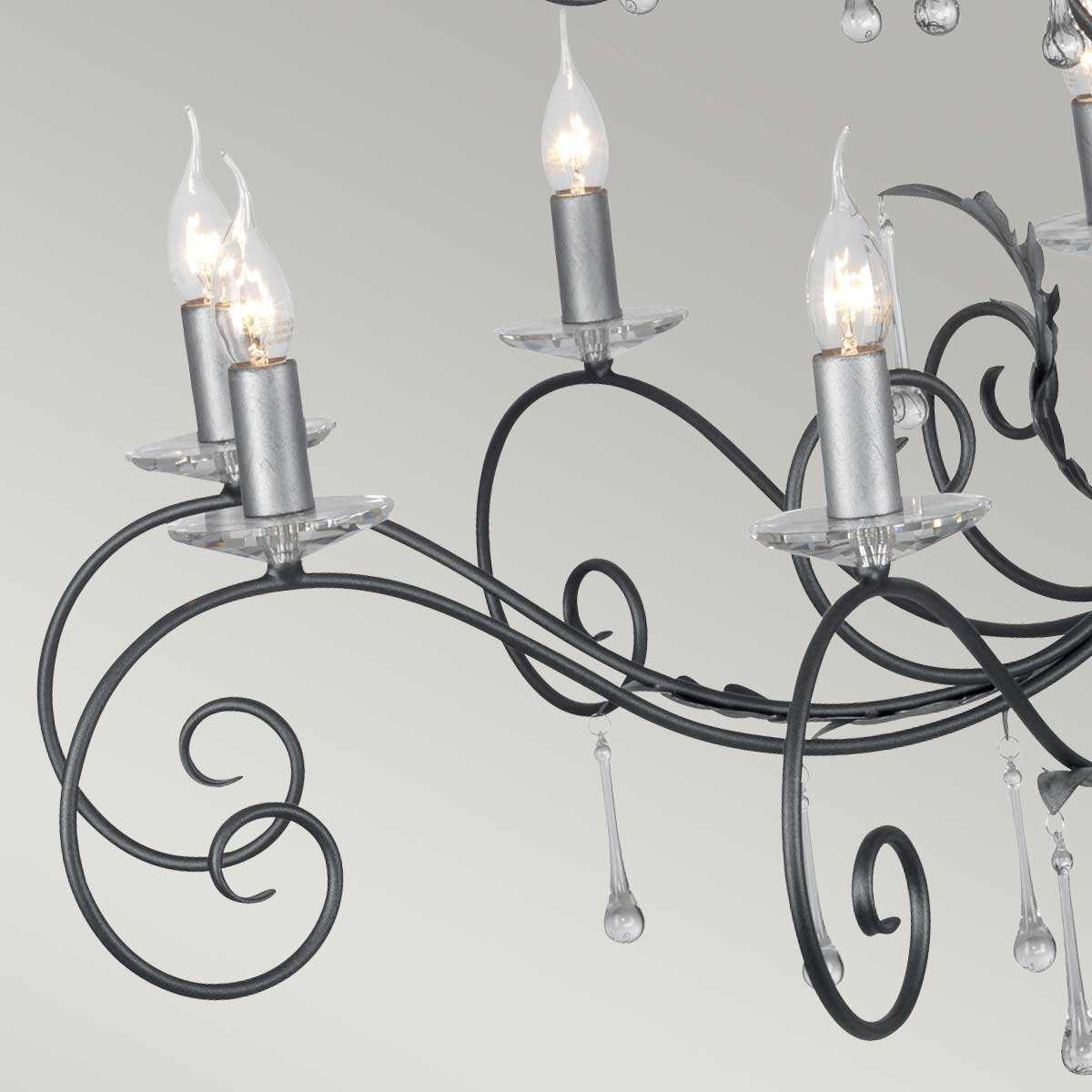 Elstead Lighting Chandelier from the Amarilli range. Amarilli 15 Light Chandelier Product Code = AML15-BLK-SILVER