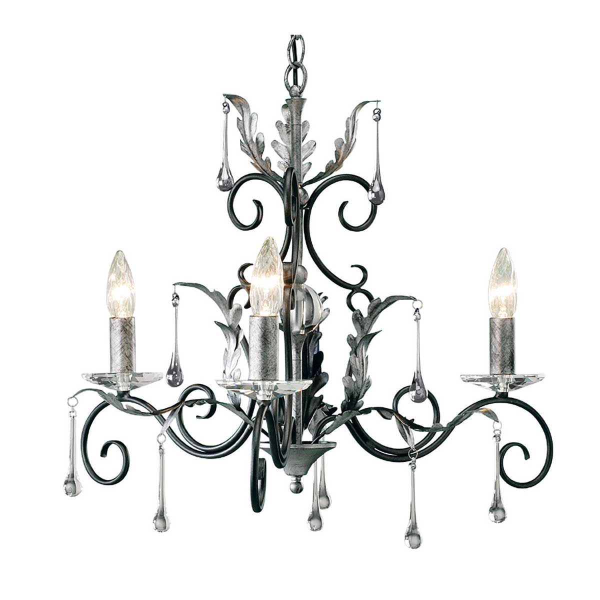 Elstead Lighting Chandelier from the Amarilli range. Amarilli 3 Light Chandelier Product Code = AML3-BLK-SILVER