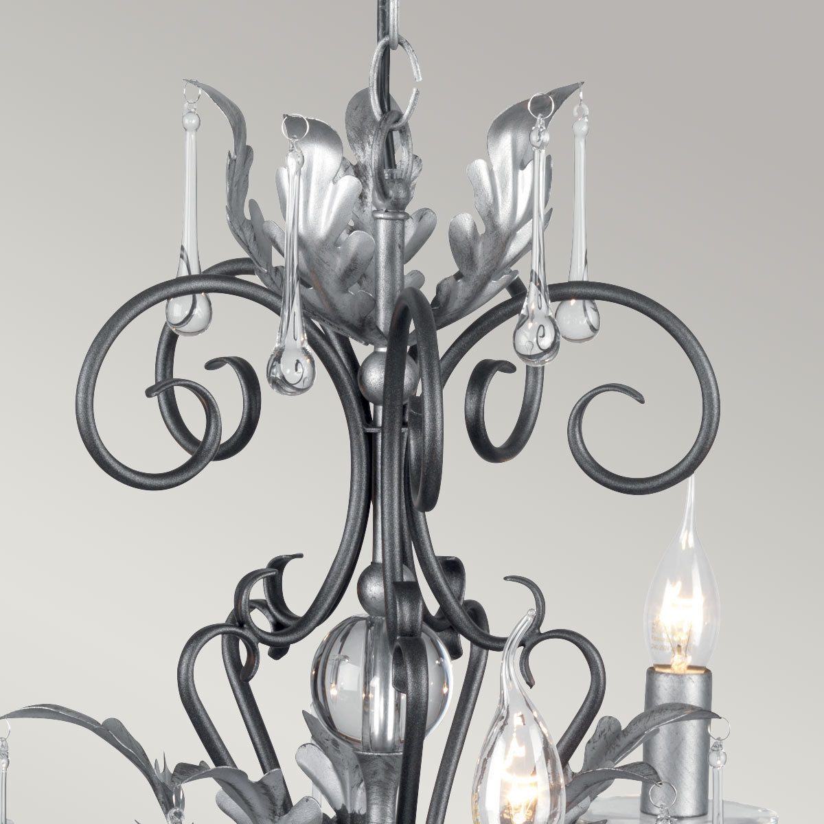 Elstead Lighting Chandelier from the Amarilli range. Amarilli 5 Light Chandelier Product Code = AML5-BLK-SILVER