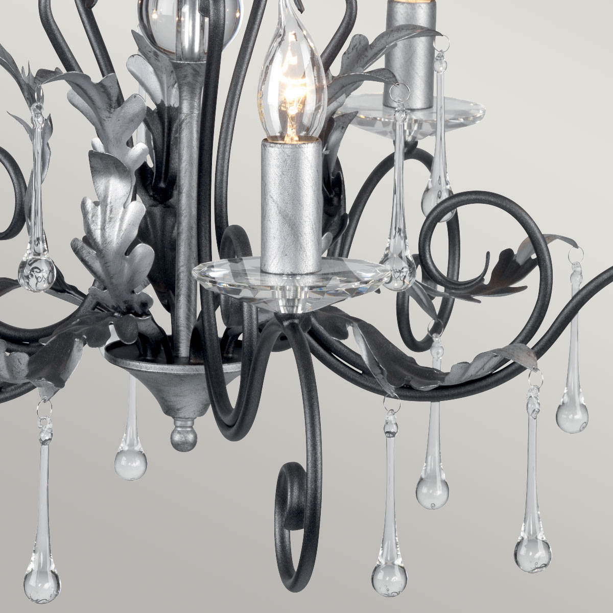 Elstead Lighting Chandelier from the Amarilli range. Amarilli 5 Light Chandelier Product Code = AML5-BLK-SILVER