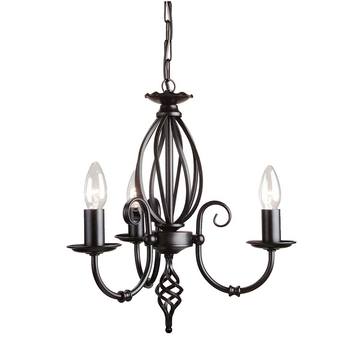 Elstead Lighting Chandelier from the Artisan range. Artisan 3 Light Chandelier Product Code = ART3-BLACK