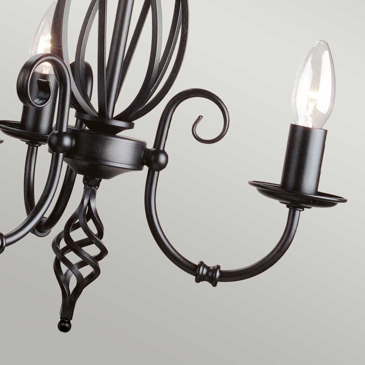 Elstead Lighting Chandelier from the Artisan range. Artisan 3 Light Chandelier Product Code = ART3-BLACK