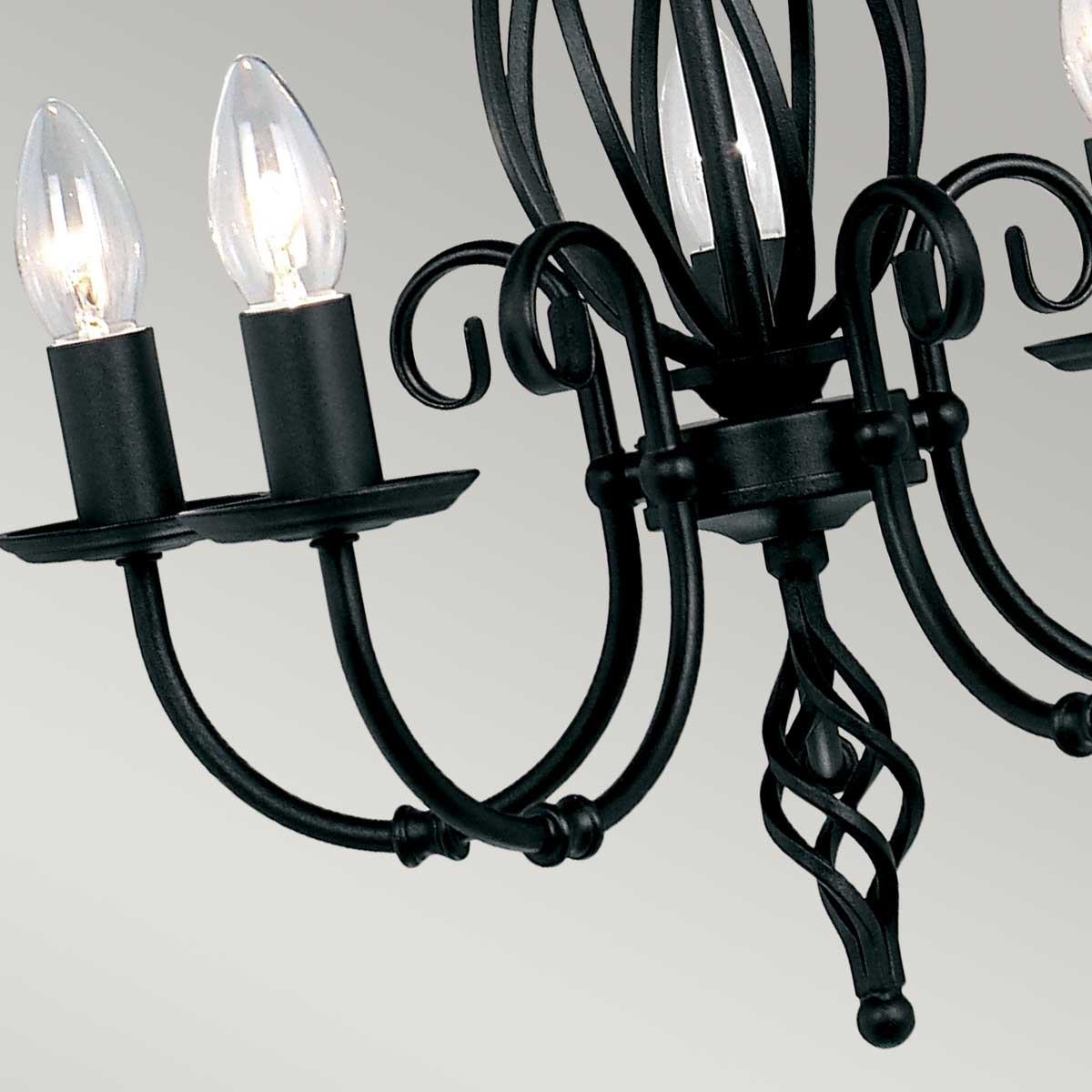 Elstead Lighting Chandelier from the Artisan range. Artisan 5 Light Chandelier Product Code = ART5-BLACK