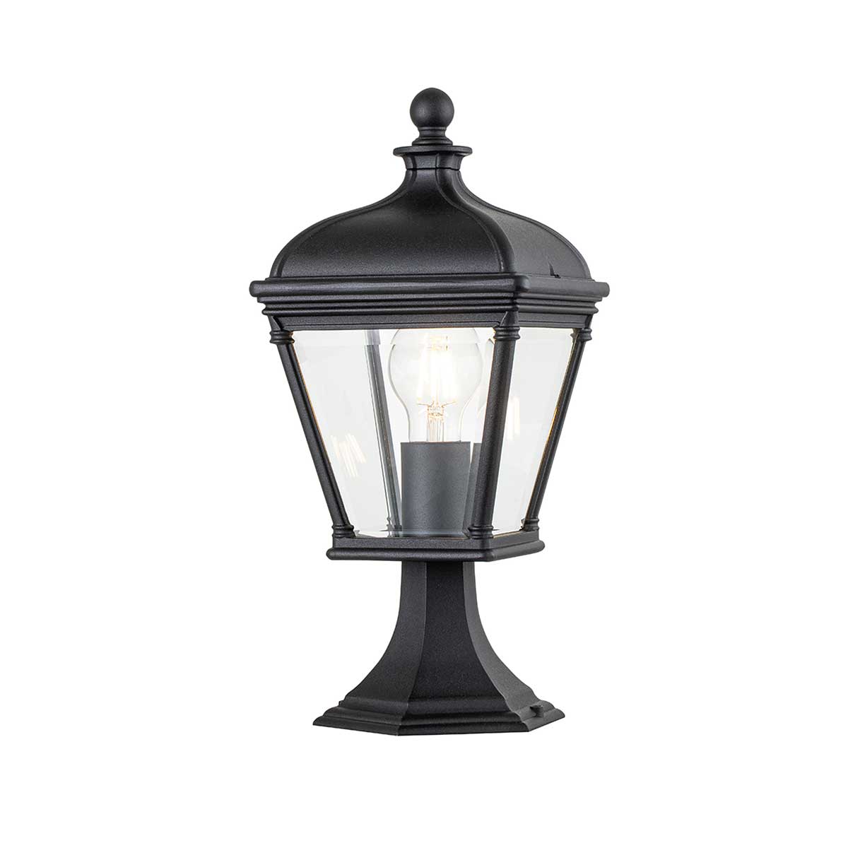 Elstead Lighting Pedestal Lantern from the Bayview range. Bayview 1 Light Medium Pedestal Lantern Product Code = BAYVIEW-3M-BK