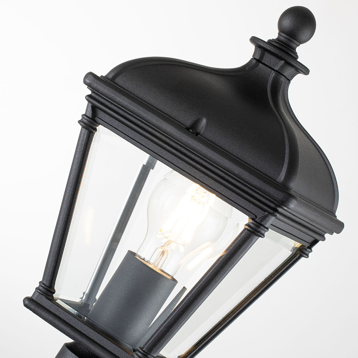 Elstead Lighting Pillar Lantern from the Bayview range. Bayview 1 Light Medium Pillar Lantern Product Code = BAYVIEW-4M-BK