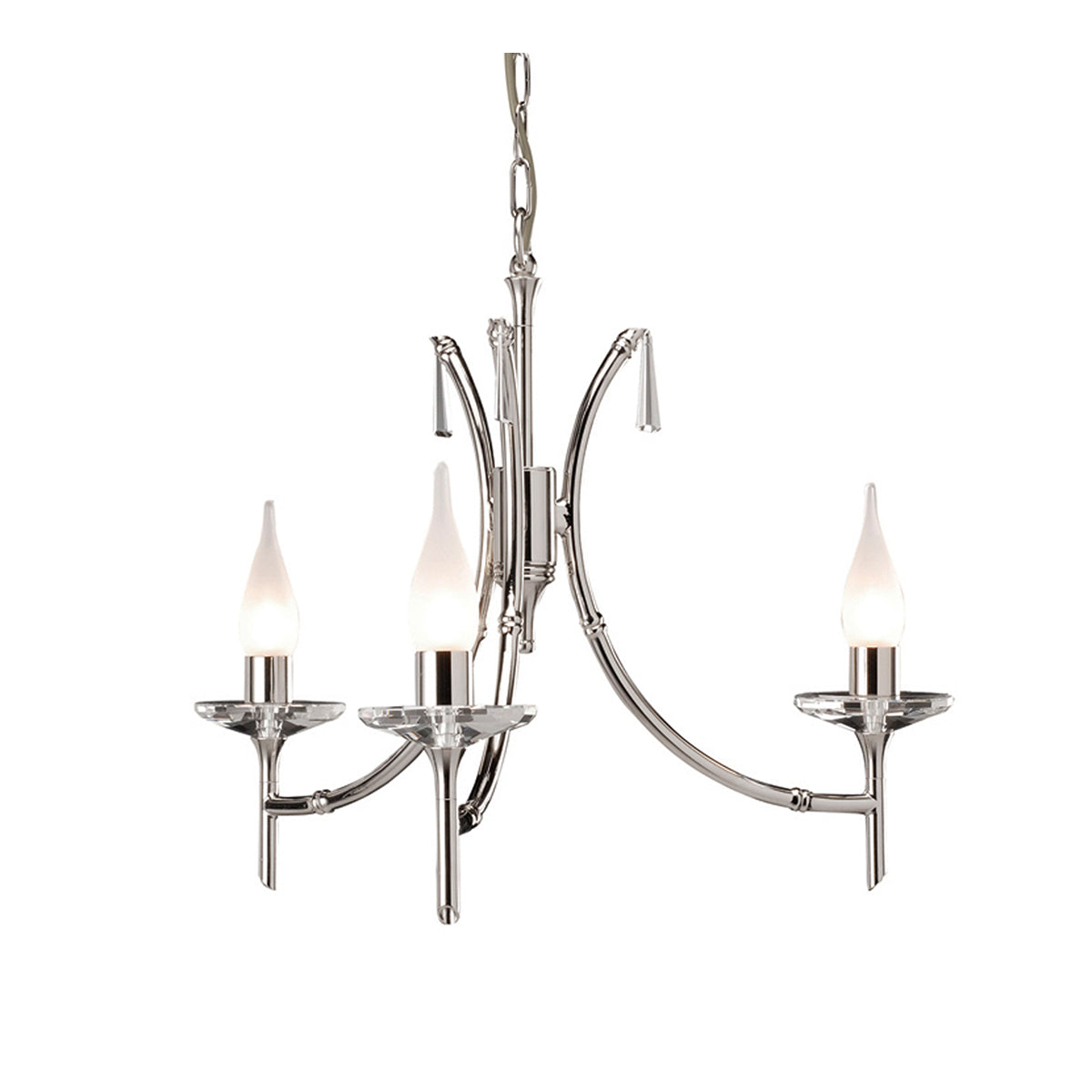 Elstead Lighting Chandelier from the Brightwell range. Brightwell 3 Light Chandelier Product Code = BR3-NICKEL
