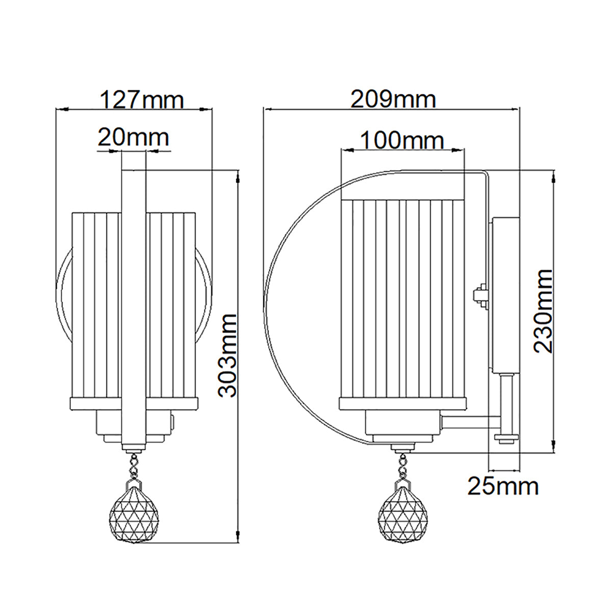 Elstead Lighting Wall Light from the Cassie range. Cassie 1 Light Wall Light Product Code = CASSIE1