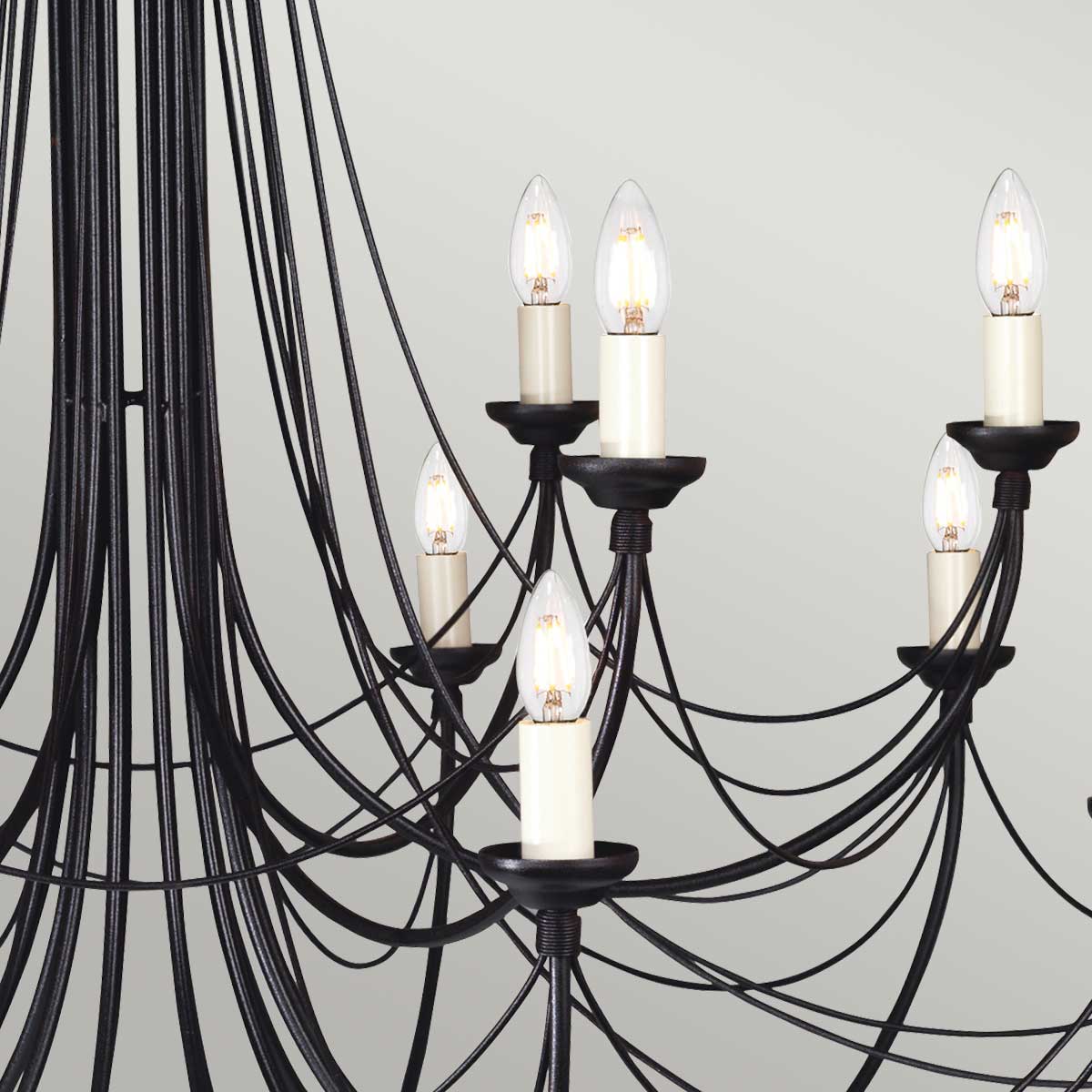 Elstead Lighting Chandelier from the Carisbrooke range. Carisbrooke 18 Light Chandelier Product Code = CB18-BLACK