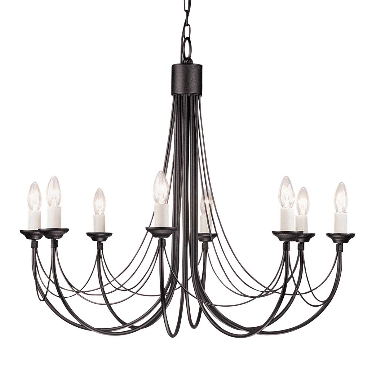 Elstead Lighting Chandelier from the Carisbrooke range. Carisbrooke 8 Light Chandelier Product Code = CB8-BLACK