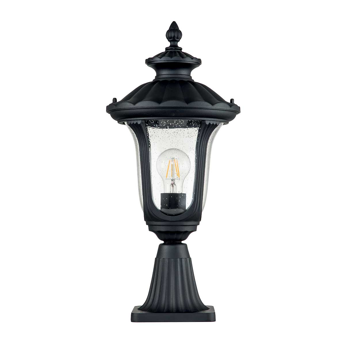 Elstead Lighting Pedestal Lantern from the Chicago range. Chicago 1 Light Small Pedestal Lantern Product Code = CC3-S-BK