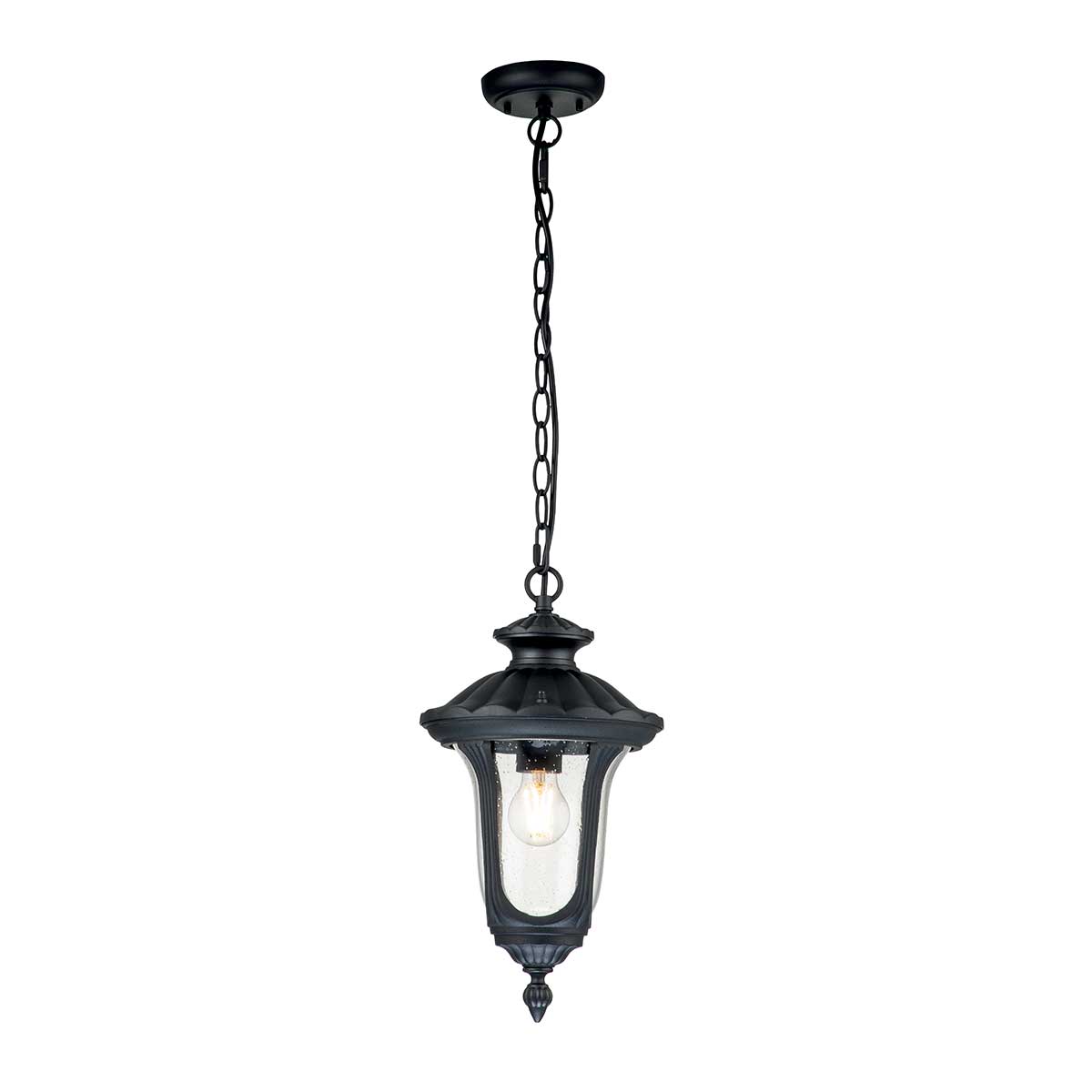 Elstead Lighting Outdoor Hanging from the Chicago range. Chicago 1 Light Small Chain Lantern - Textured Black Product Code = CC8-S-BK