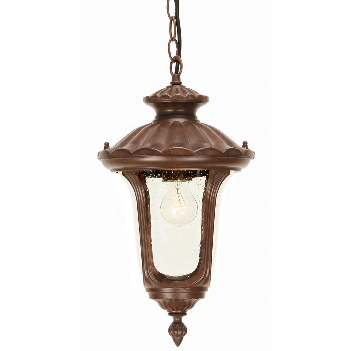 Elstead Lighting Outdoor Hanging from the Chicago range. Chicago 1 Light Small Chain Lantern - Bronze Product Code = CC8-S