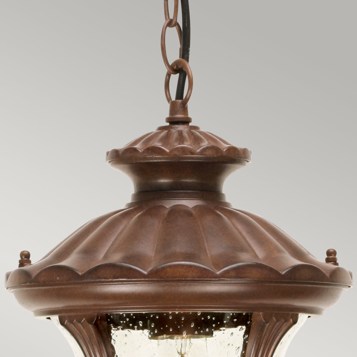 Elstead Lighting Outdoor Hanging from the Chicago range. Chicago 1 Light Small Chain Lantern - Bronze Product Code = CC8-S