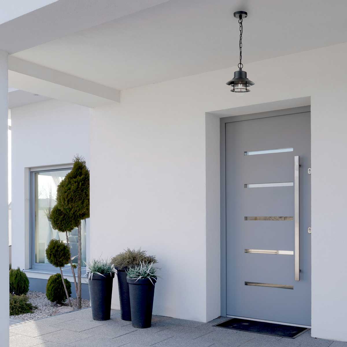 Elstead Lighting Outdoor Hanging from the Copenhagen range. Copenhagen 1 Light Chain Lantern Product Code = COPENHAGEN8-BK