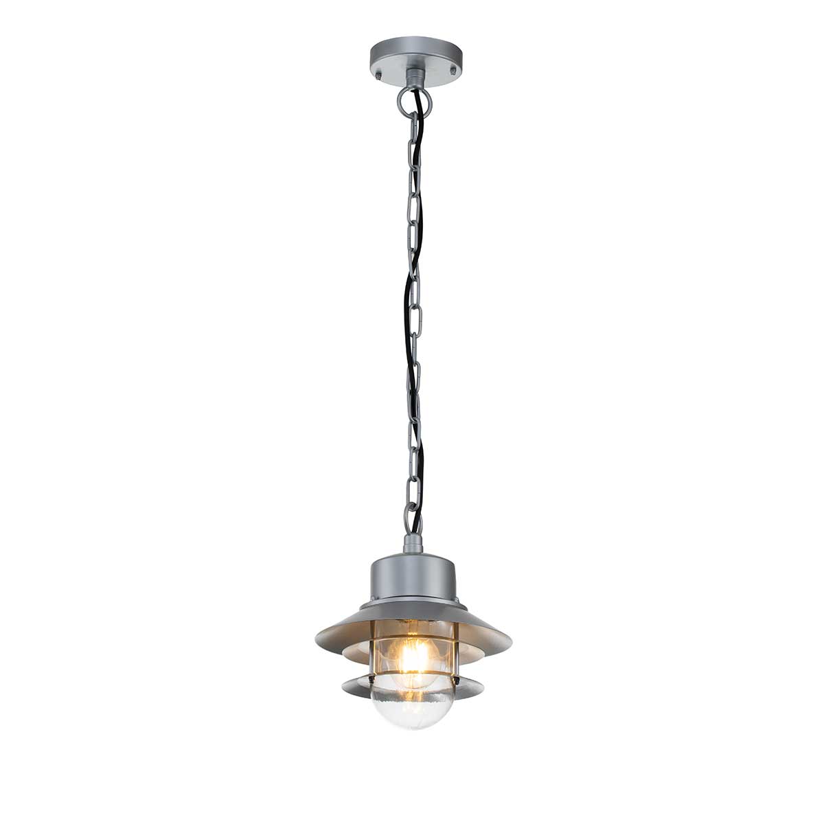 Elstead Lighting Outdoor Hanging from the Copenhagen range. Copenhagen 1 Light Chain Lantern Product Code = COPENHAGEN8-SIL