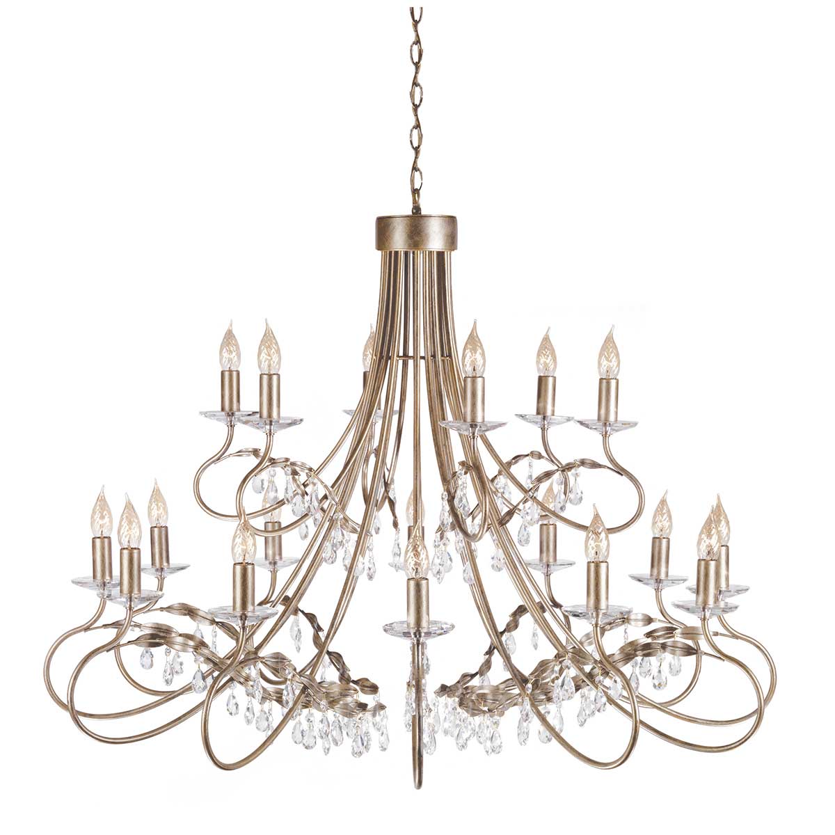 Elstead Lighting Chandelier from the Christina range. Christina 18 Light Chandelier Product Code = CRT18-SIL-GOLD