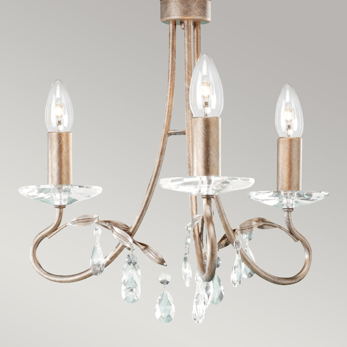 Elstead Lighting Chandelier from the Christina range. Christina 3 Light Chandelier Product Code = CRT3-SILVER-GOLD