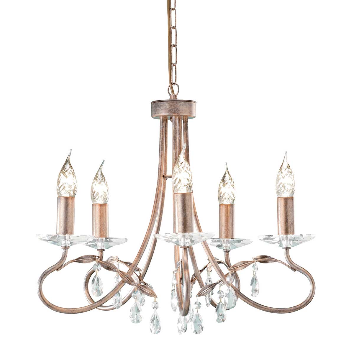 Elstead Lighting Chandelier from the Christina range. Christina 5 Light Chandelier Product Code = CRT5-SILVER-GOLD
