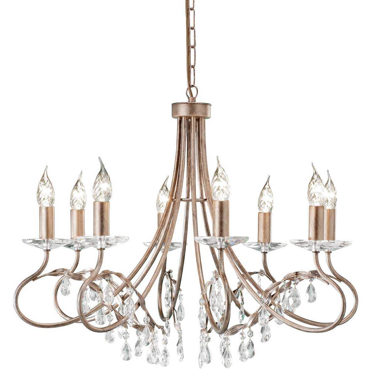 Elstead Lighting Chandelier from the Christina range. Christina 8 Light Chandelier Product Code = CRT8-SILVER-GOLD